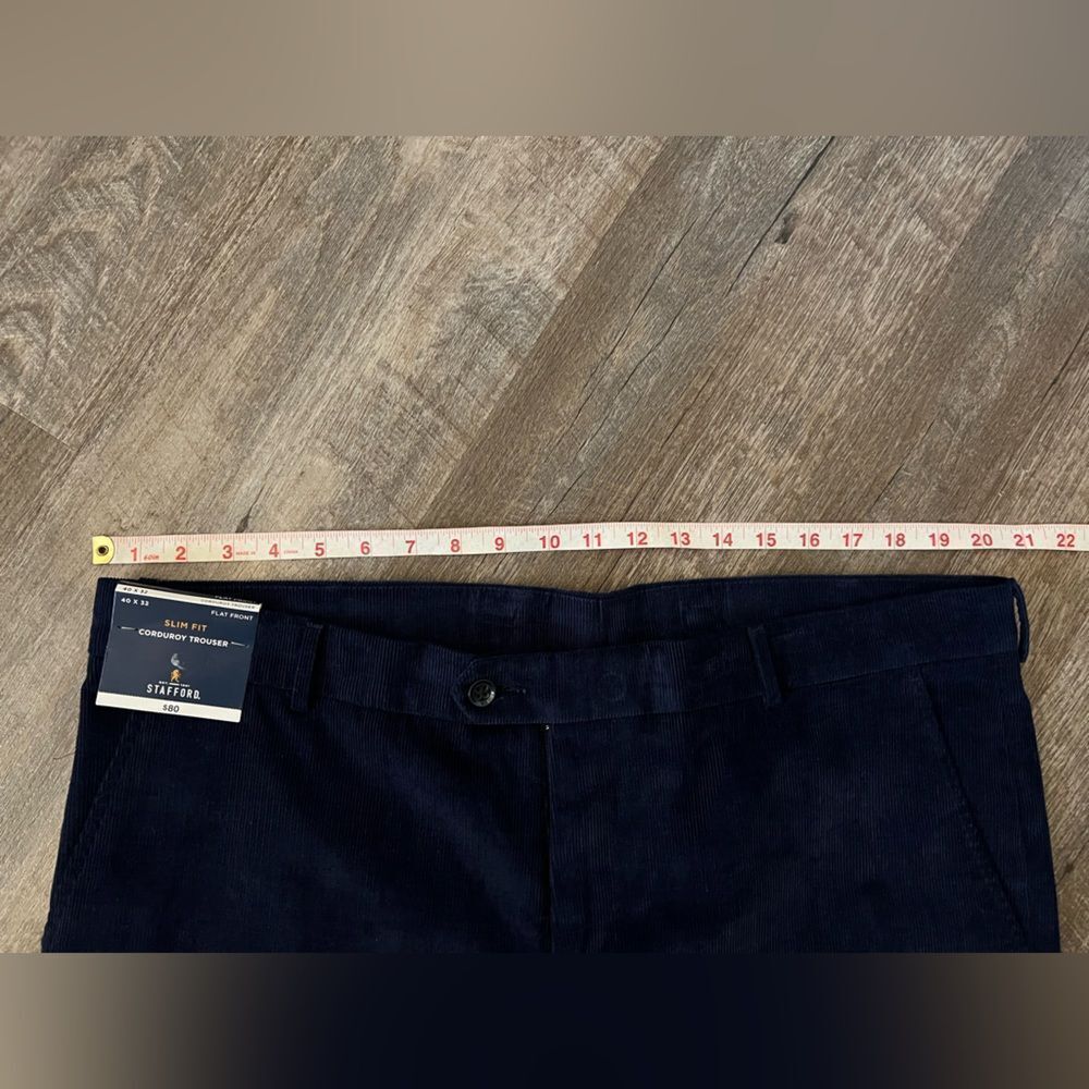 Stafford Slim Fit Flat Front Corduroy Trouser- Size-40x32 - Picture 6 of 6